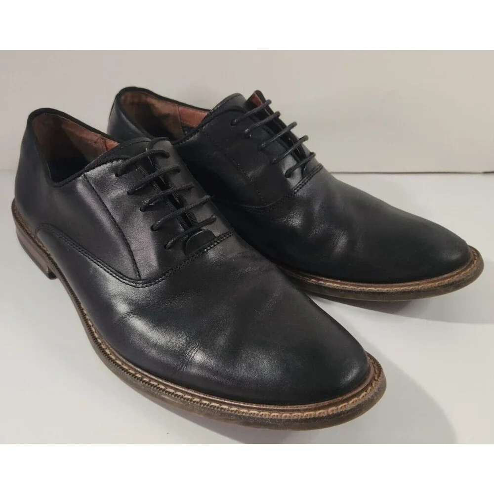 Vince Camuto Dress Shoes Men's 9 Lawsen Tie Oxford Black Leather Office Classic
